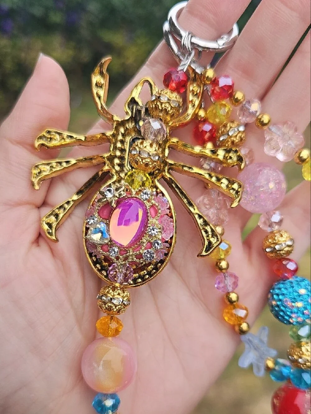 Sparkling Spider Pendant Statement Charm